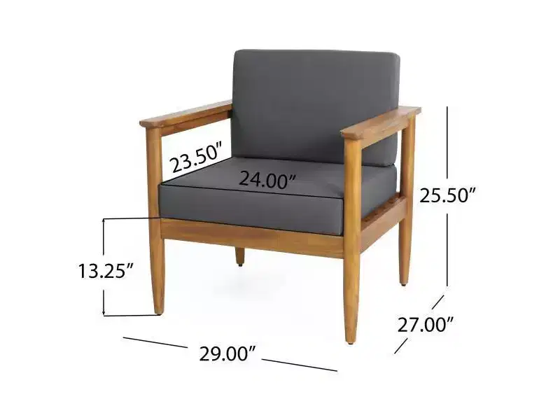 5pc Magnolia Patio Acacia Wood 7 Seater Chat Set - Teak/Dark Gray - Christopher Knight Home