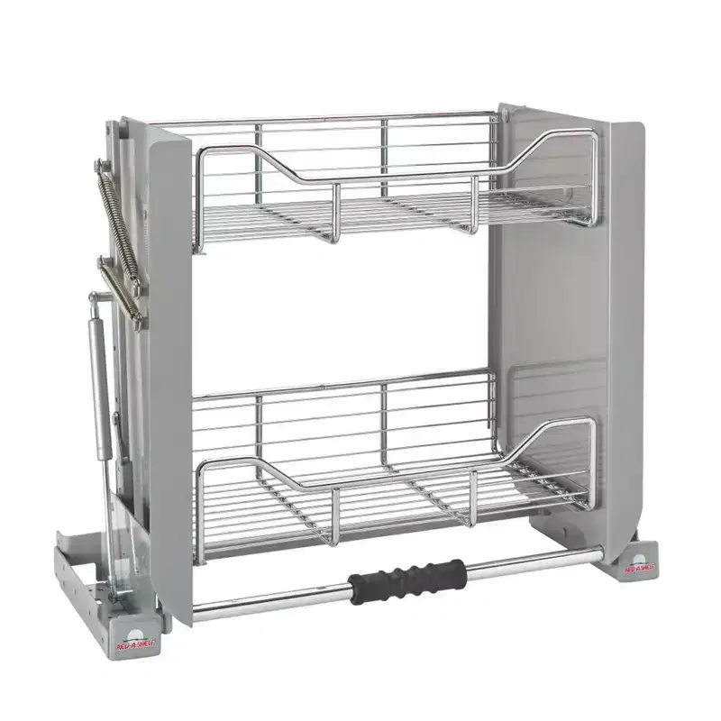 Convenient Heavy-Duty -Tier Mounted Wall Cabinet Pull-Down Shelving System