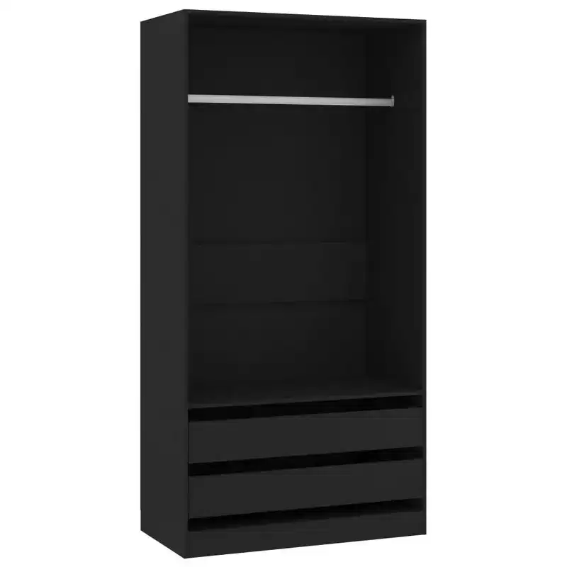 Wardrobe Black Engineered wood Compact Wardrobe Rectangular