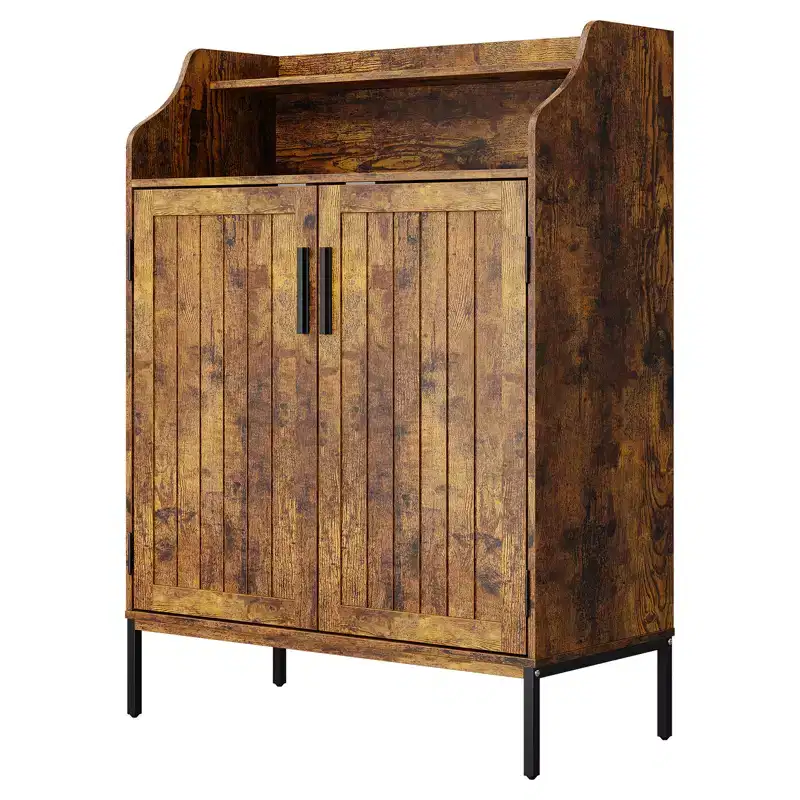 Shoe Storage Cabinet for Entryway, 5-Tier Shoes Cabinet w/Doors and 3 Adjustable Shelves, 41 Tall Wood Shoe Rack for Entryway, Hallway