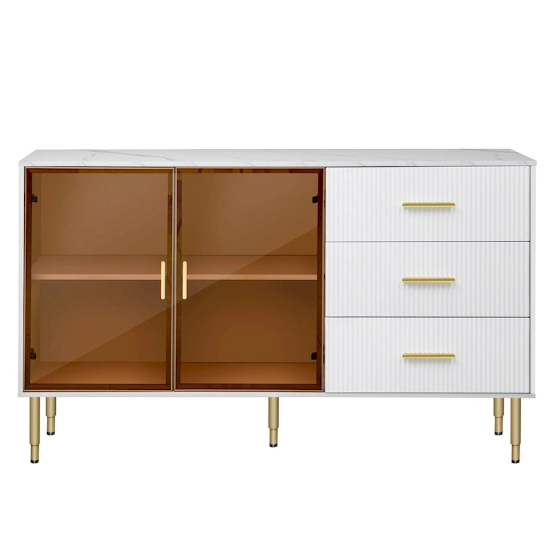 Modern Sideboard Buffet Cabinet with Gold Metal Legs