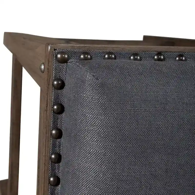 Sonoma Road Weathered Beaten Bark Antique Pewter Metal Upholstered Console Stool - 17x17x26