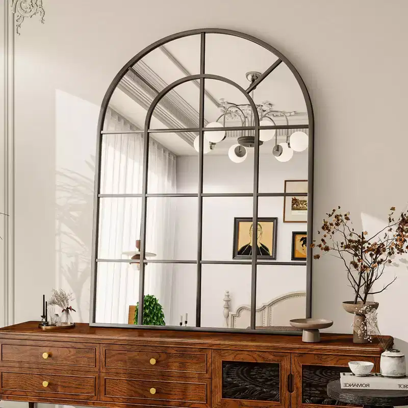 Black Frame Window Pane Wall Mirror Bathroom Mirror 24 x36