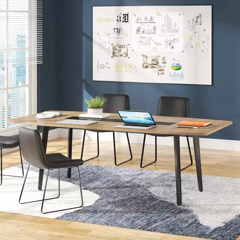 6FT Conference Table, 70.86 Inches Boat Shaped Meeting Table, Modern Seminar Table for Office Meeting Room