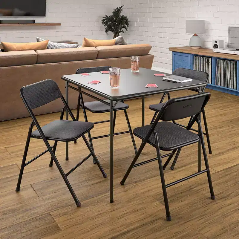 COSCO 5-Piece Folding Fabric Dining Set & 34 Vinyl Card Table