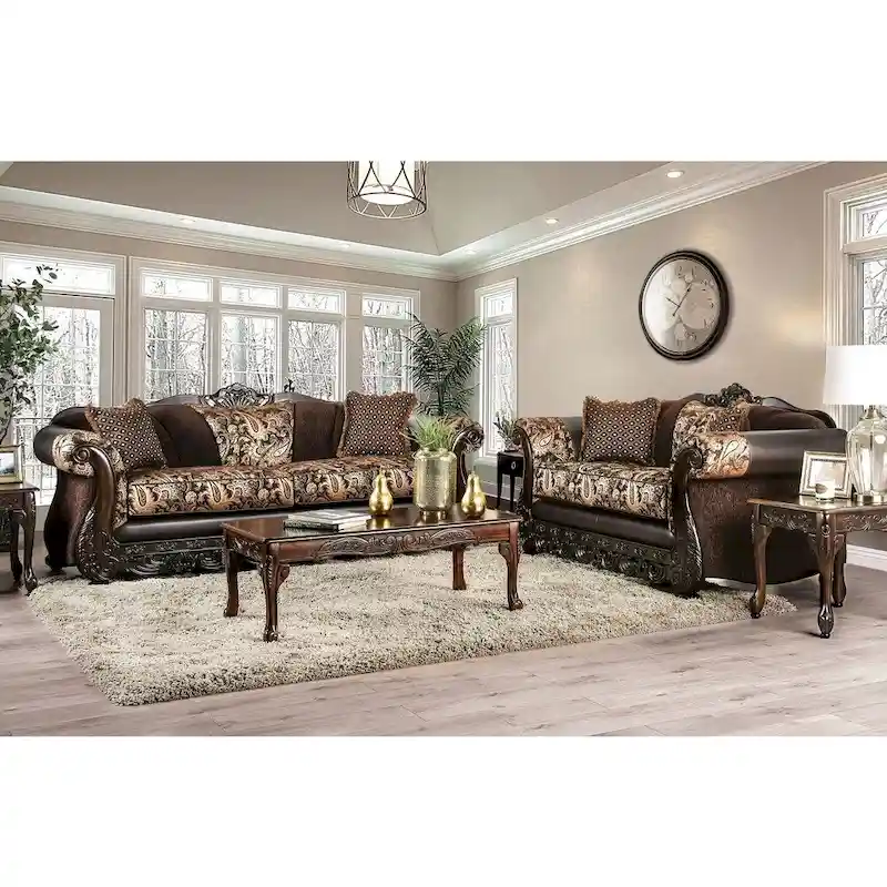 Traditional Brown 2-piece Living Room Set