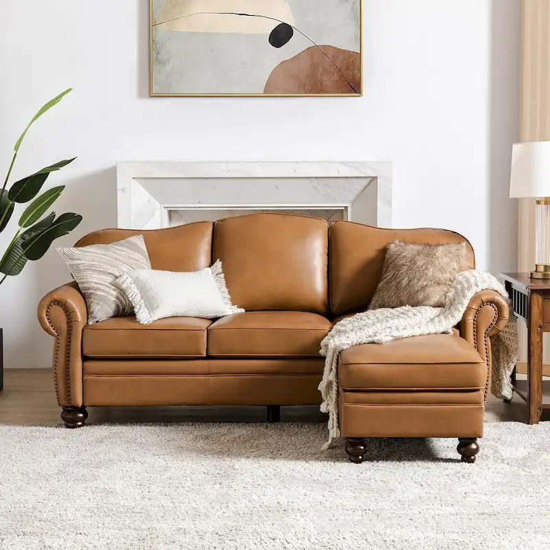 Contemporary Genuine Leather Water Resistant Ottoman
