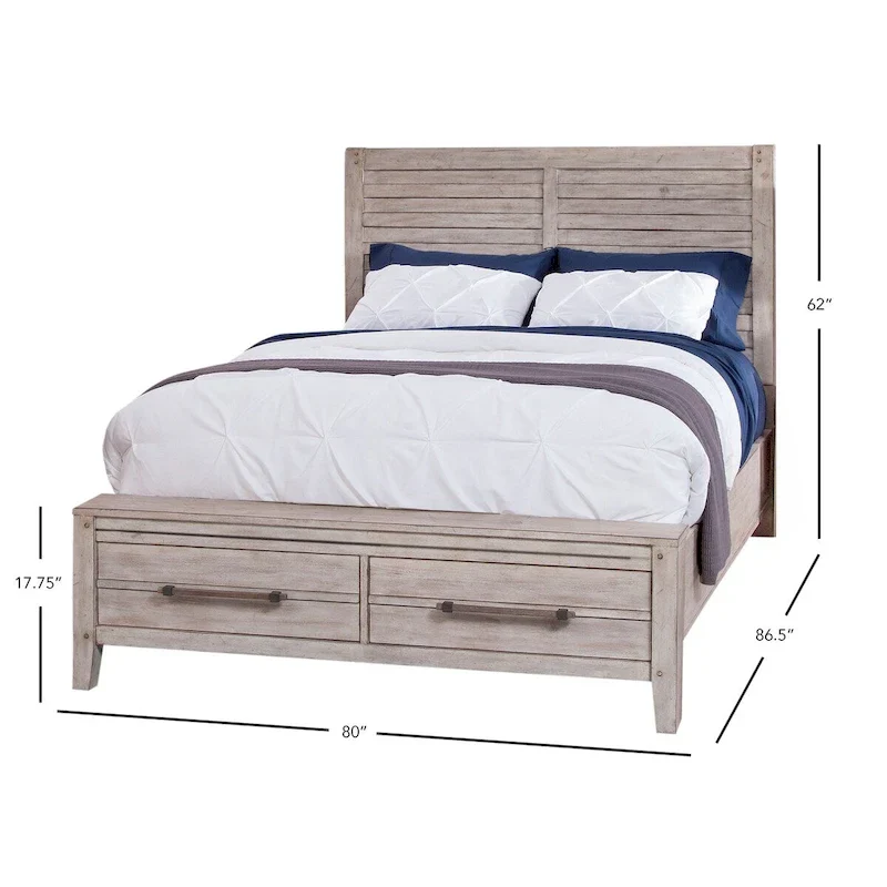 Rustic Panel Storage Bed with 2 Footboard Drawers – Queen & King