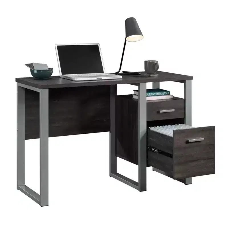 TUYOHW 45 Office Desk,Computer Desk with 2 Storage Drawer and 1 Open Shelf,Metal Frame,Modern Writing Desk for Home Office,Study,Bedroom,Black