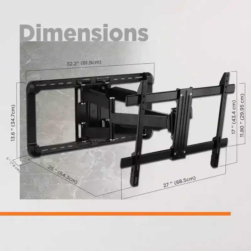 Full Motion TV Wall Mount for TVs 37-100, Up to 150 lbs