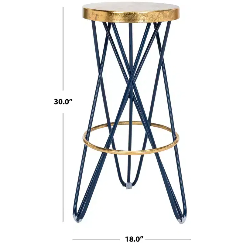 Gold Leaf Bar Stool, White & Gold