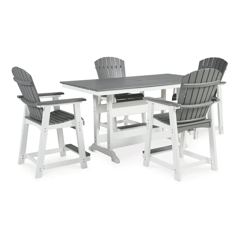 Signature Design by Ashley Transville White/Gray 5-Piece Outdoor Dining Package - 71.75 W x 37.5 D x 37 H