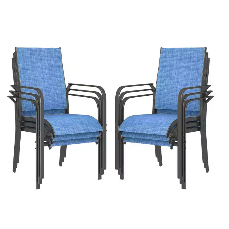 EROMMY Outdoor Dining Chair Set Of 6, Stackable Dining Chairs For Outside
