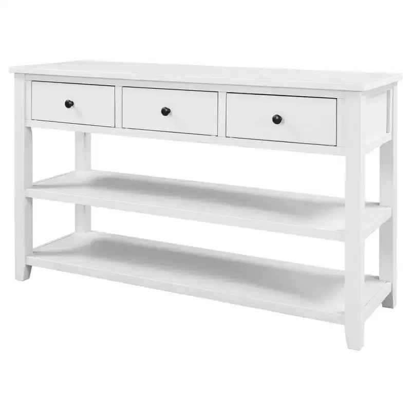 Whisen Modern Design Console Table with 3 Drawers and 2 Open Shelves
