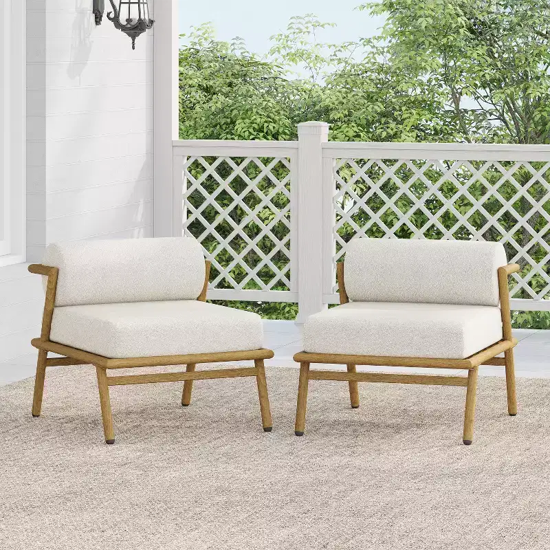 Christopher Knight Home Gretel Outdoor Modern Iron Upholstered Armless Club Chair (Set of 2)