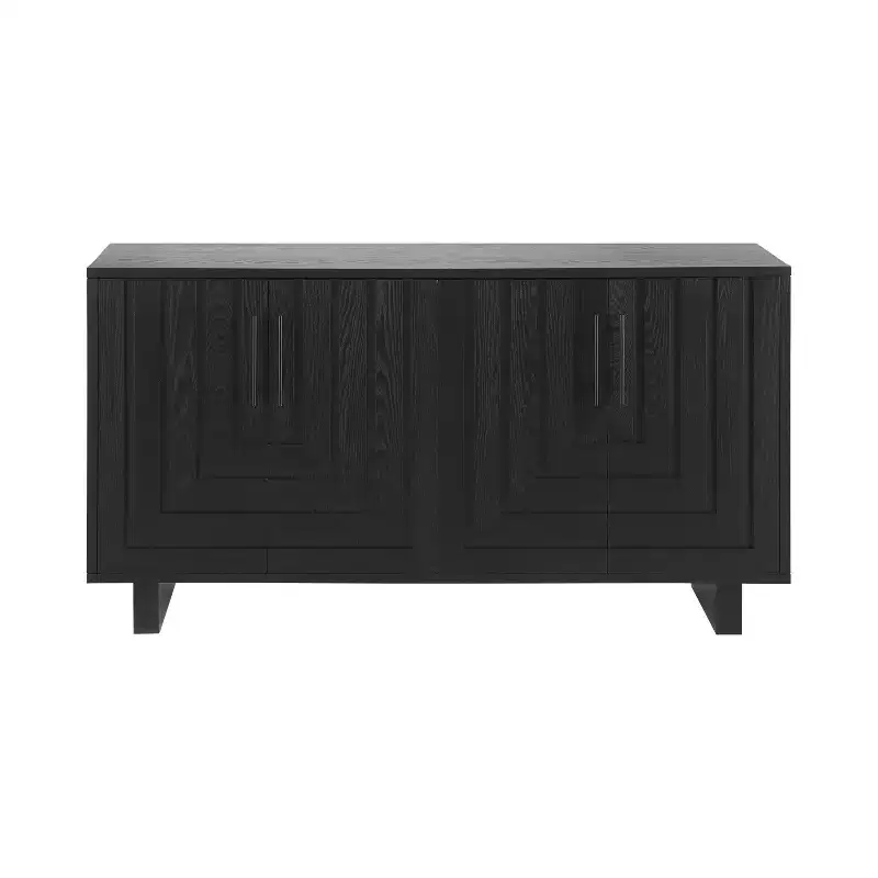 Okak Mid Century Wooden Buffet Sideboard Storage Cabinet with Metal Handles,Ash Veneer Pantry Cabinets for Dining Room,Kitchen