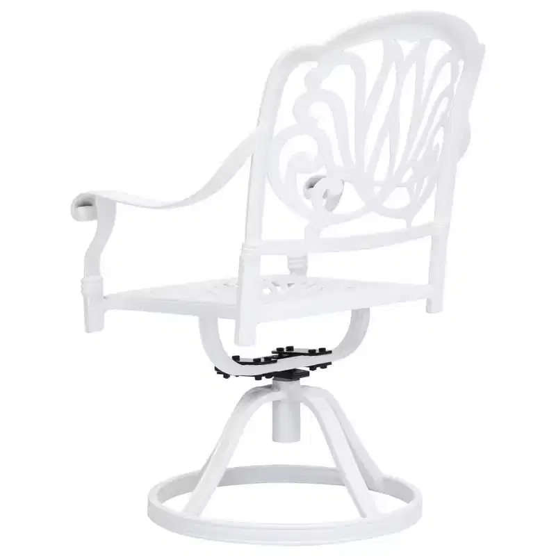 vidaXL Garden Chair Set of 2 White Cast Aluminum Standard Swivel