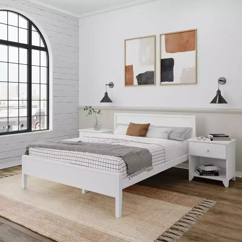 Plank+Beam Solid Wood Queen Bed Frame with Headboard, Modern Platform Bed for Adults