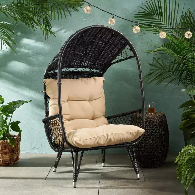 Christopher Knight Home Didier Farmhouse Iron and Faux Rattan Patio Standing with Basket Design