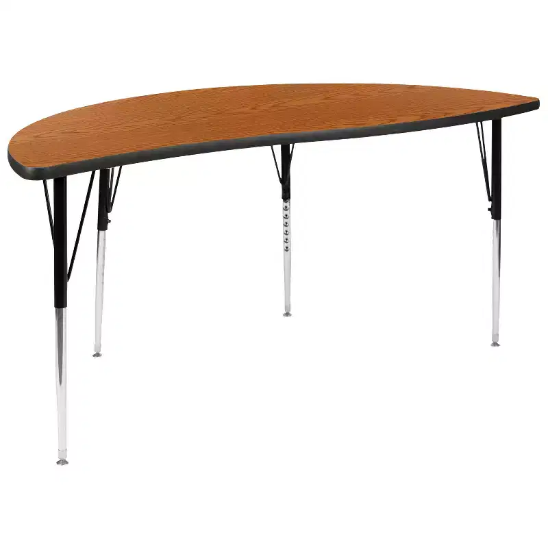 60 Half Circle Wave Flexible Collaborative Thermal Laminate Activity Table - Standard Height Adjustable Legs