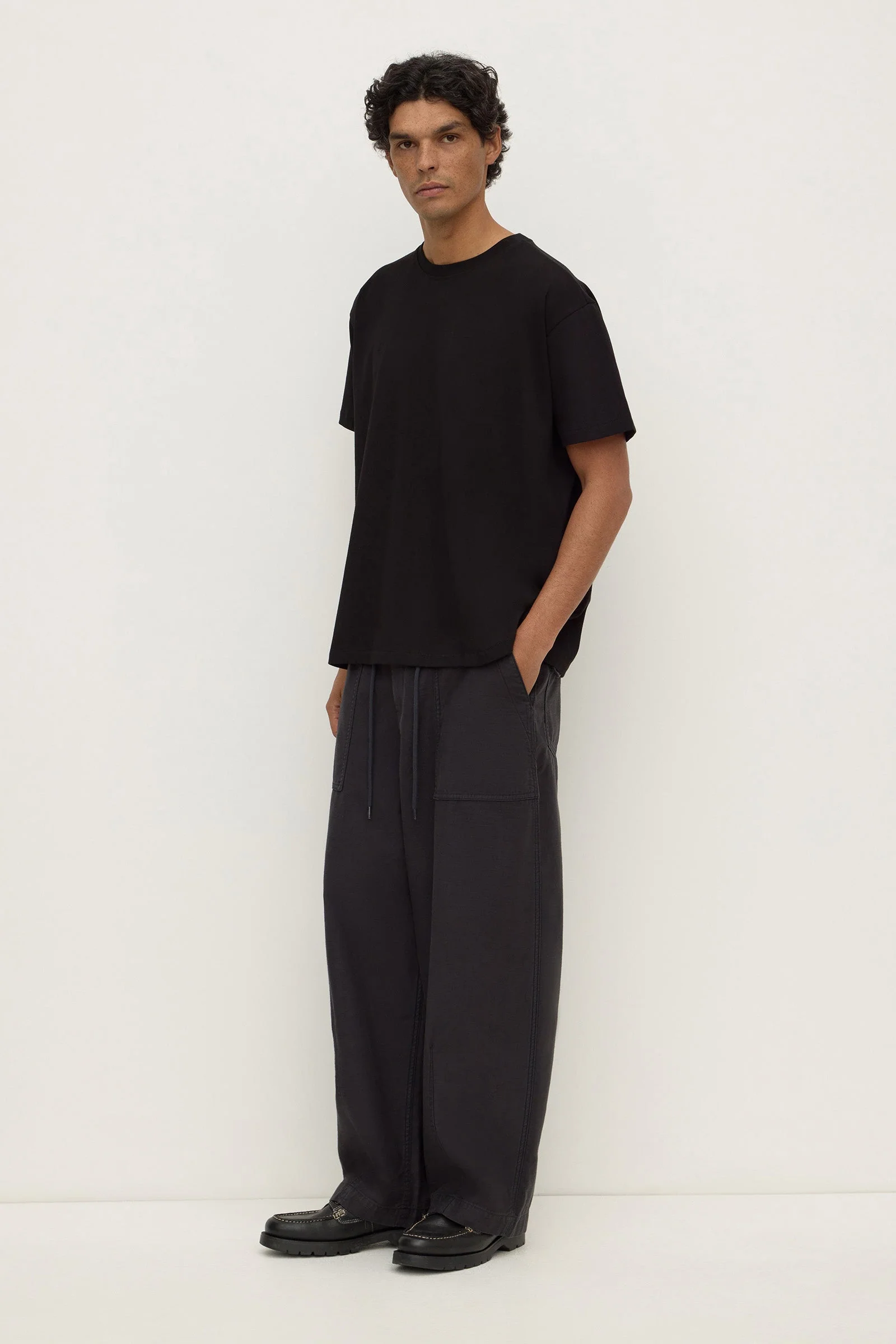 True Black Cropped Cotton Tee