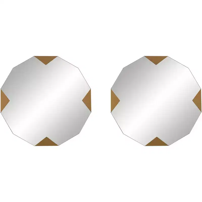 Possini Euro Design Drayden Gold 31 x 31 Triangles Wall Mirrors Set of 2