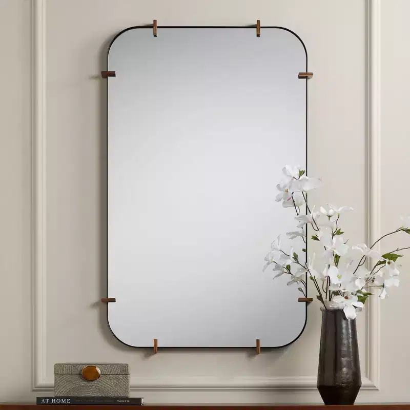 Radius 24 x 38 Black Rounded Edge Wall Mirror