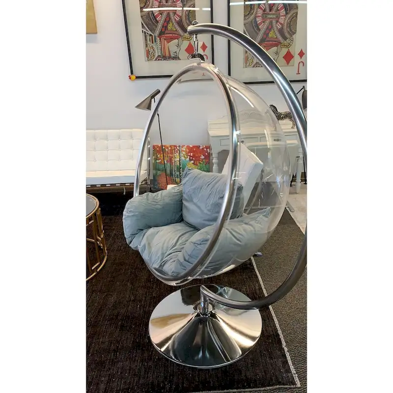 Bubble Chair with Stand – Chrome / Grey, Gold | Single Seat