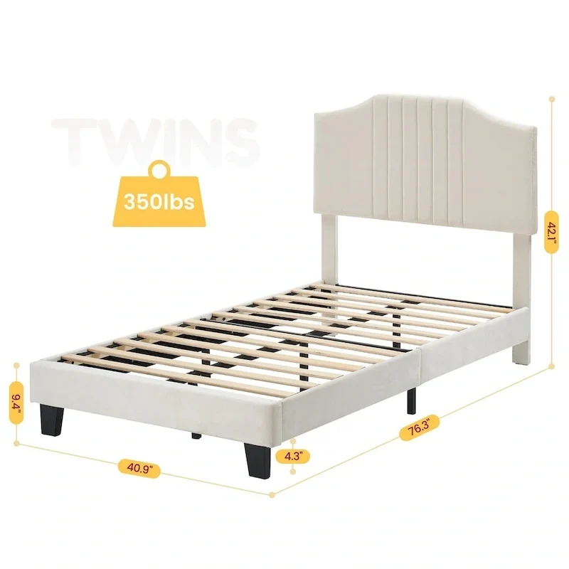 Upholstered Kids Tufted Bed Frame with Headboard