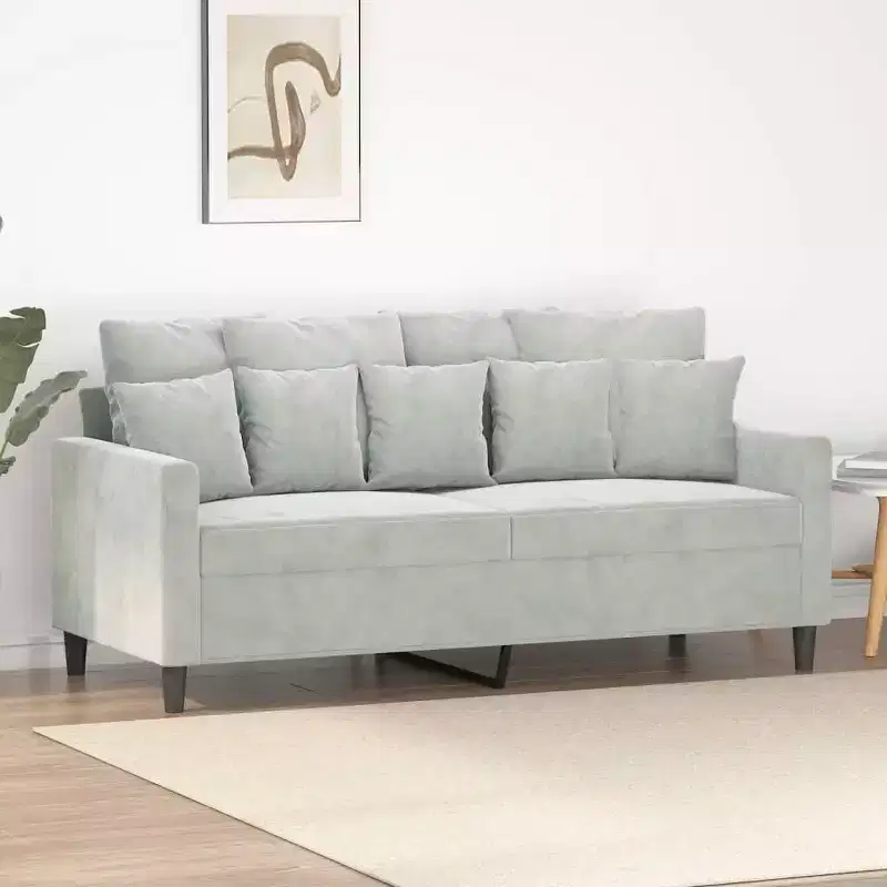 vidaXL Luxurious 2-Seater Sofa in Light Gray Velvet - Comfortable Thickly-Padded Seat with Sturdy Metal Frame and Modern Design
