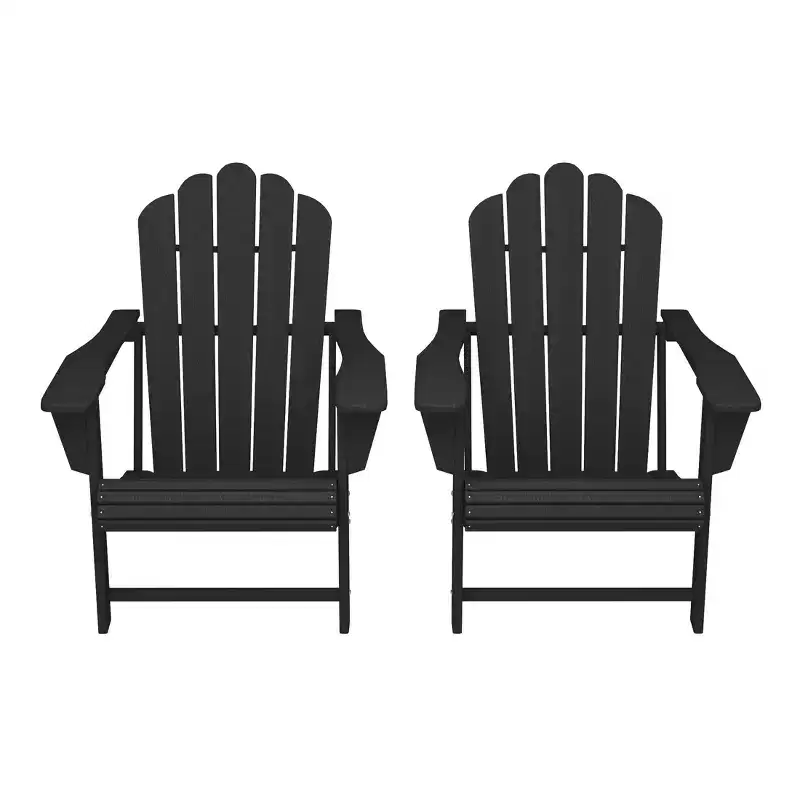 WestinTrends Highland Outdoor Patio HDPE Adirondack Chairs With Cup Holders (Set of 2)