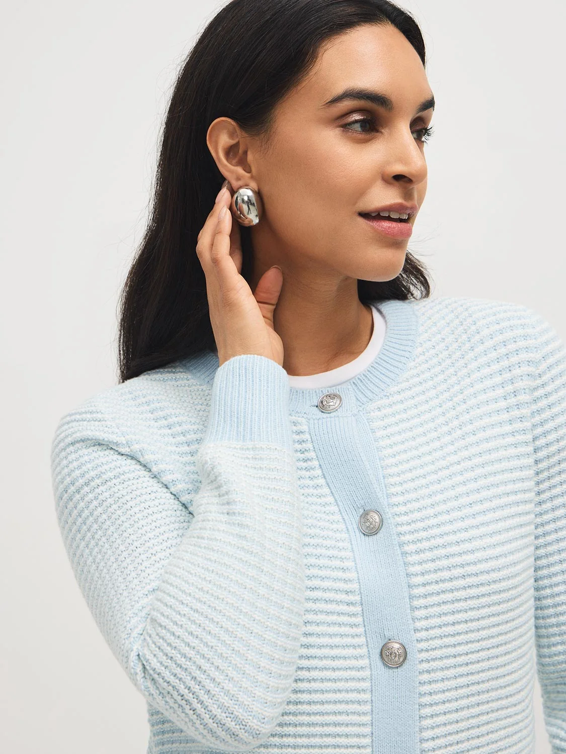 Tweed Button-Front Cardigan
