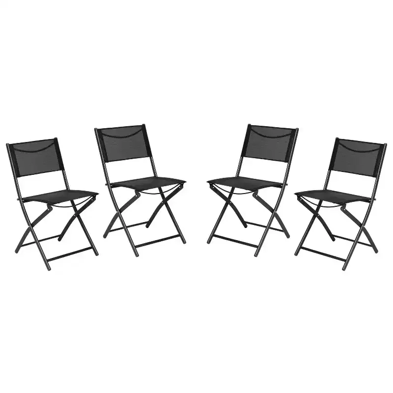 Merrick Lane Set of 4 Versatile Flex Comfort Indoor/Outdoor Fold Chairs with Metal Frames