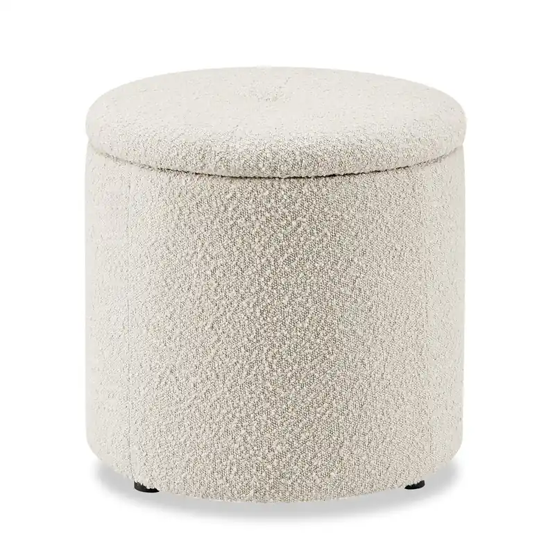 14.75 Round Fabric Storage Ottoman