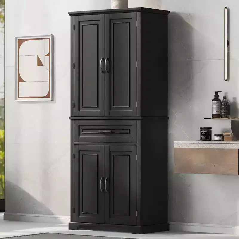 Freestanding Storage Cabinet with Adjustable Shelf and Drawer, Multiple Corner Organizer with Anti-Tipping for Bathroom Kitchen Living Room