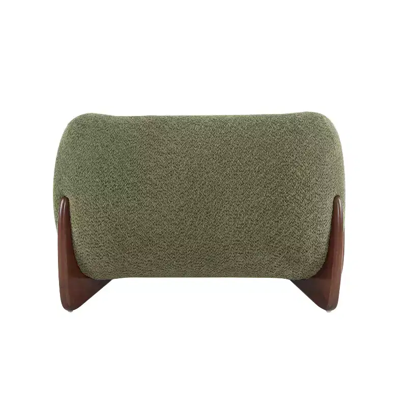 Birch Wood Boucle Upholstered Club Chair