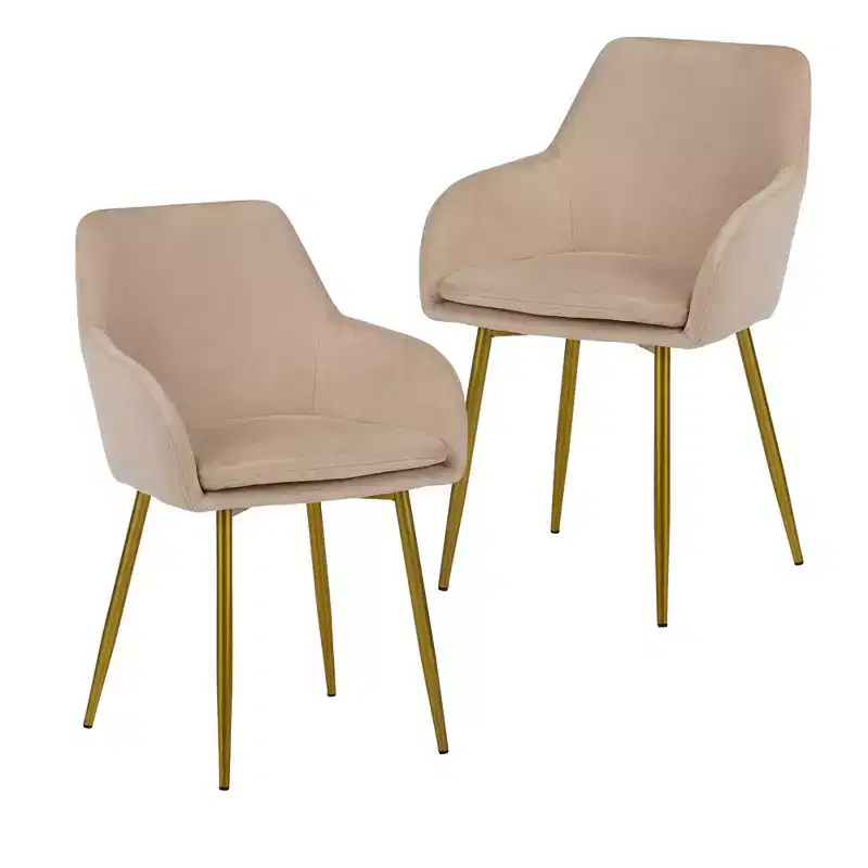 Modern Velvet Upholstered Dining Chairs with Gold Metal Legs ()