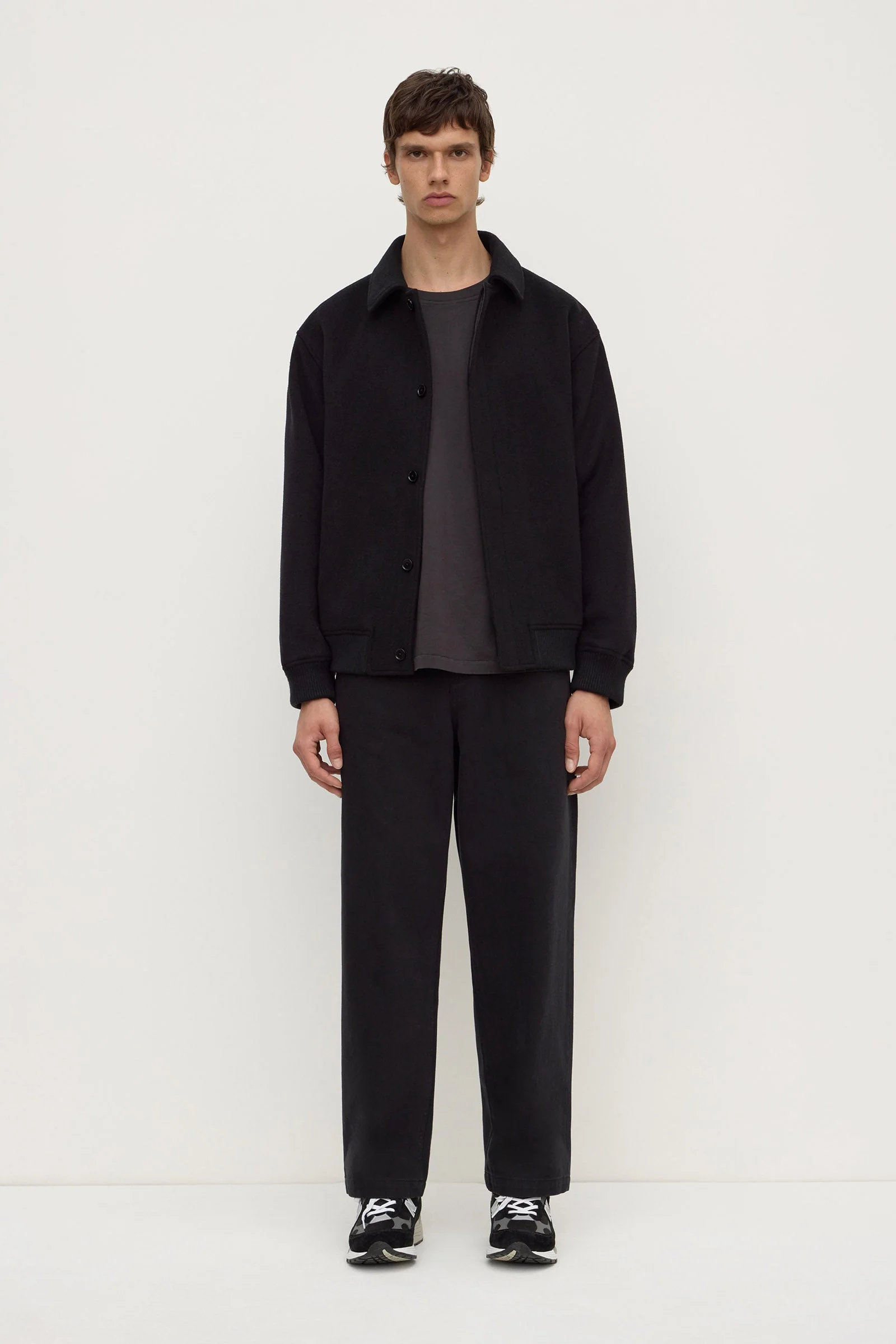 Black Wool Bomber Jacket