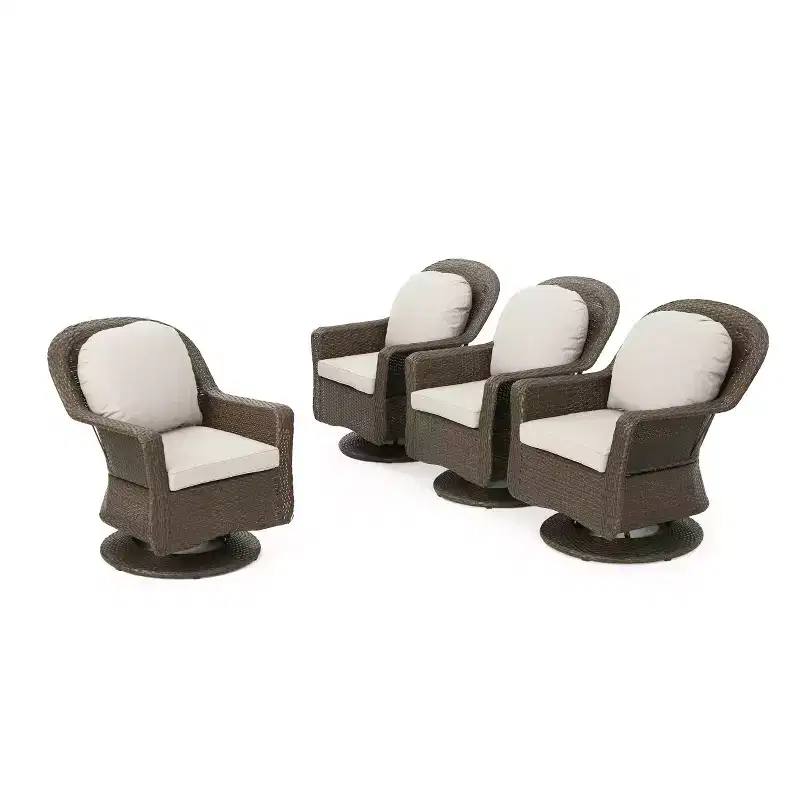 Christopher Knight Home Liam Outdoor Wicker Club Chairs with Cushions (Set of 4)