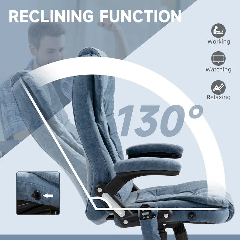 High Back Vibration Massage Office Chair with 6 Vibration Points, Beige