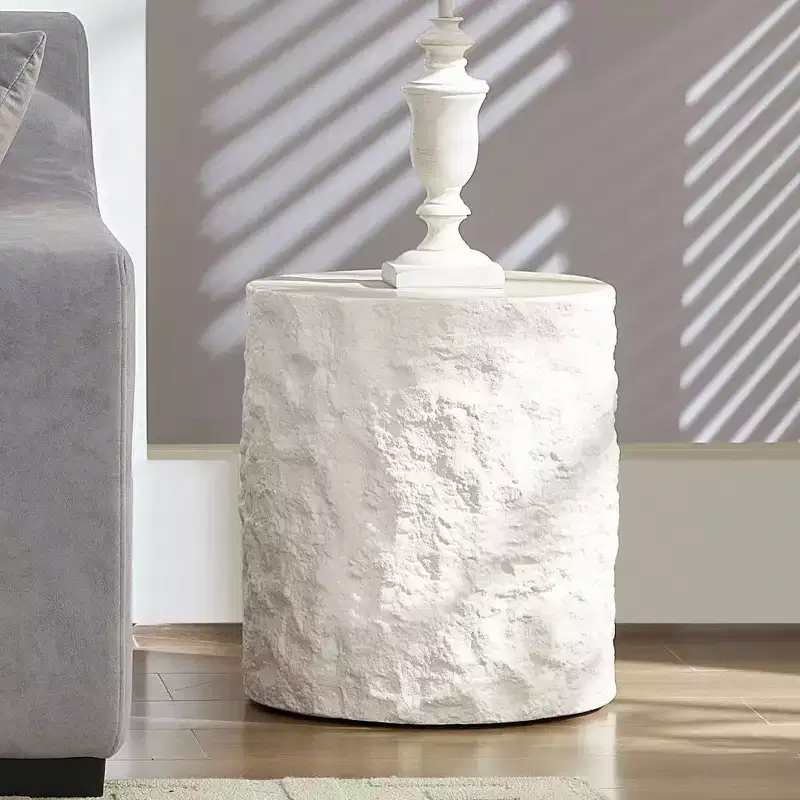 Fiberglass Round/Square Coffee Table Accent Table Cocktail Table Center Table End Table Sofa Side Table, No Need Assembly, Beige-ModernLuxe