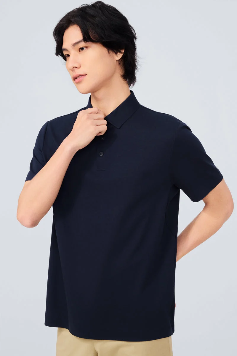 Waffle-Knit Buttonless Polo – Khaki