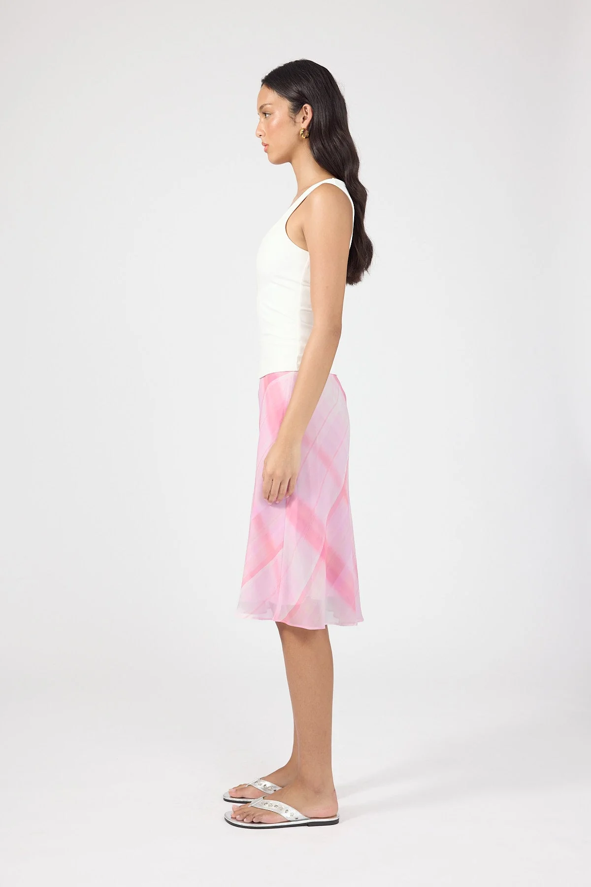 Midi Skirt Pink Check