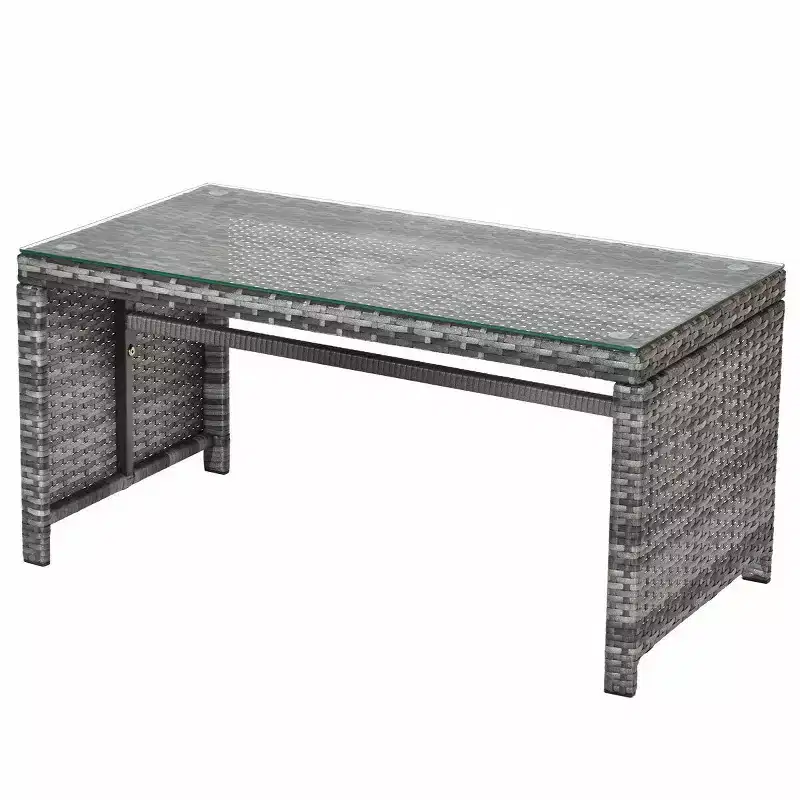 Costway 4PCS Rattan Patio Furniture Set Garden Sofa Cushioned Seat Mix Gray Wicker