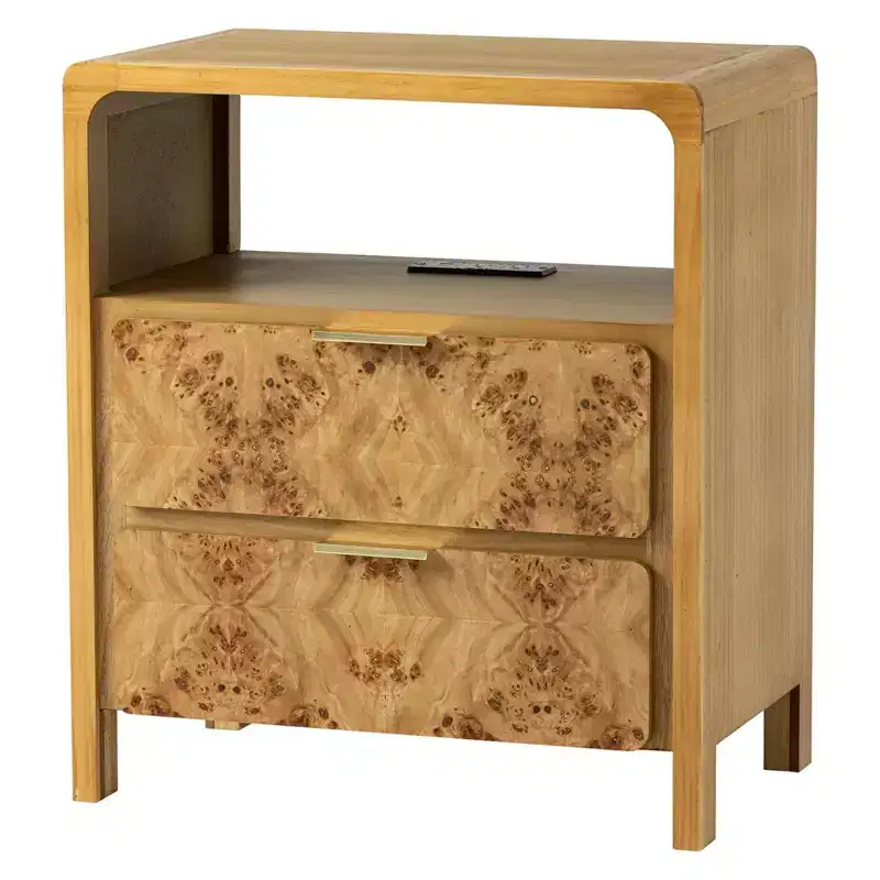 COZAYH Farmhouse Nightstand Wood Storage Cabinet Accent Chest