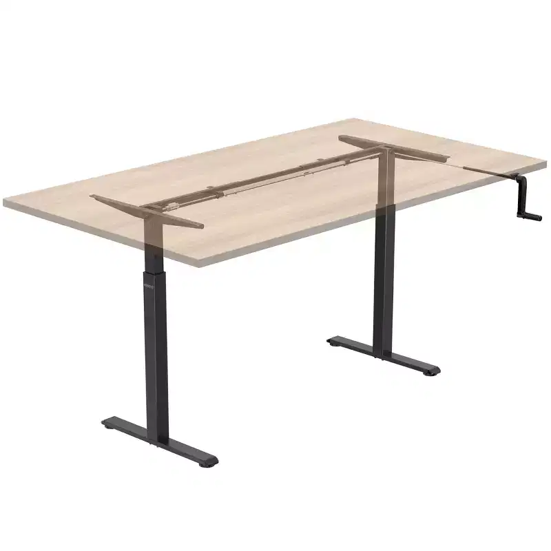 Mount-It! 44 to 64 Wide Manual Hand Crank Standing Desk Height Adjustable Frame Black MI-7931