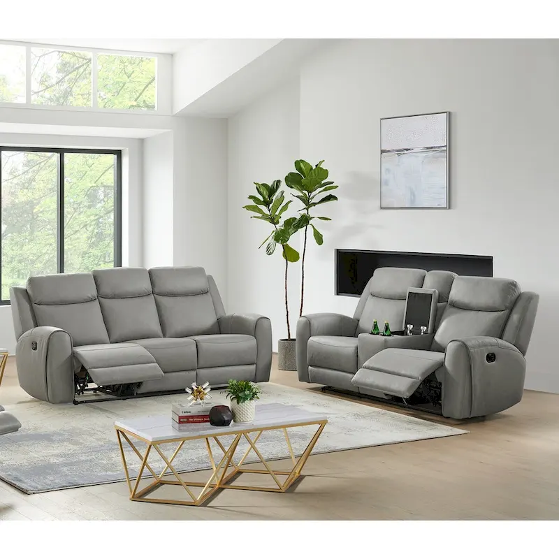 2-Piece Transitional Reclining Set, Gray