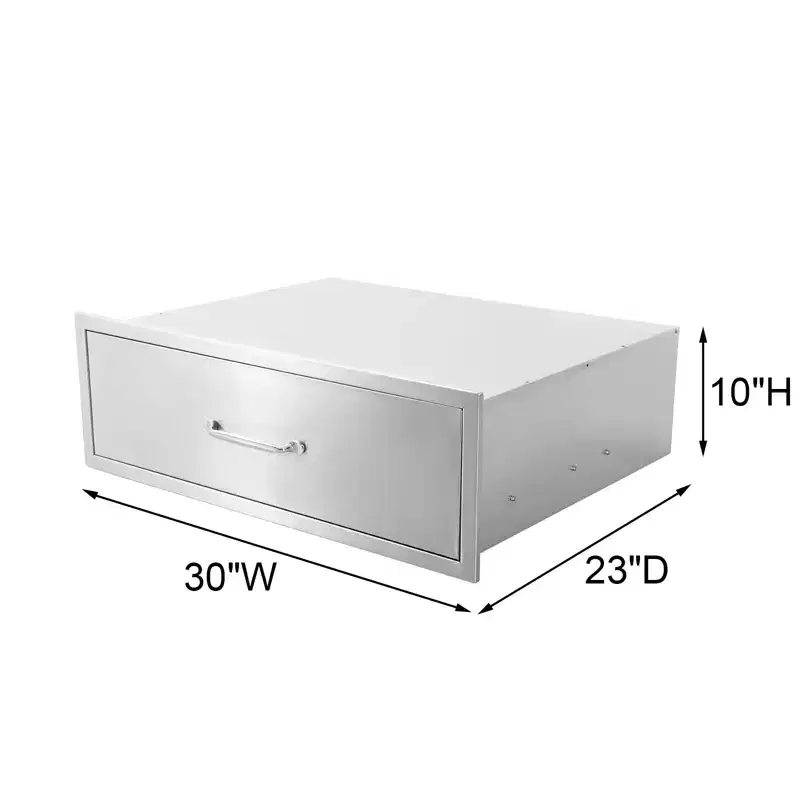 COZONY 30x23x10 Outdoor Kitchen Drawer, Stainless Steel BBQ Drawer w/ Flush Mount, Silver