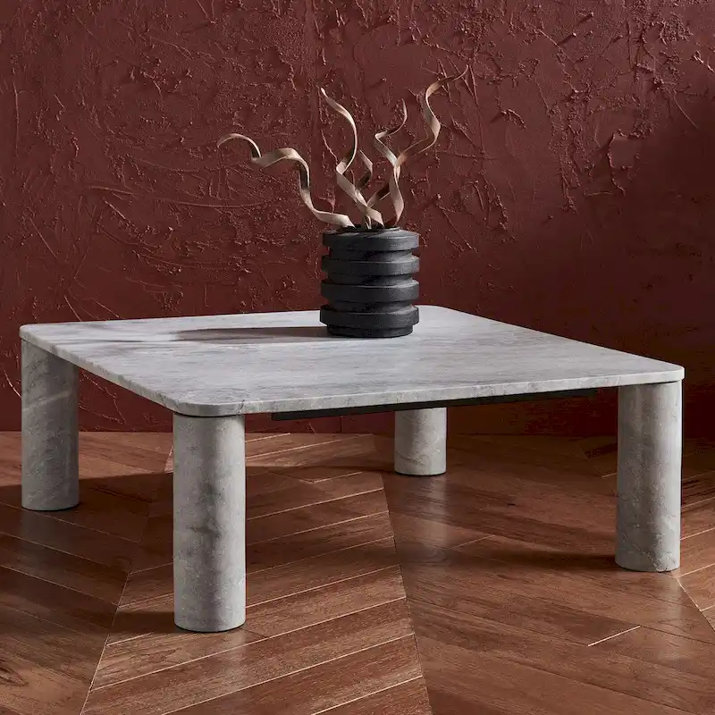 Square Marble Coffee Table - 35 In. W x 35 In. D x 13 In. H - 35Wx35Dx13H
