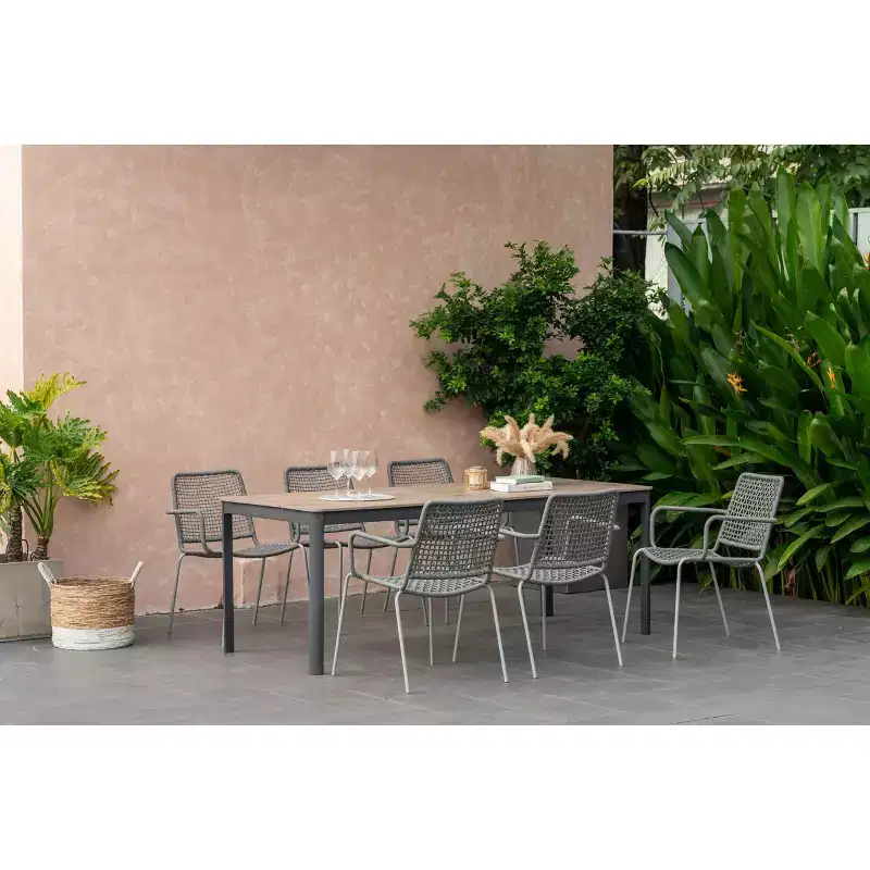 Amazonia Bahia 7pc Aluminum Rectangular Patio Dining Set Gray